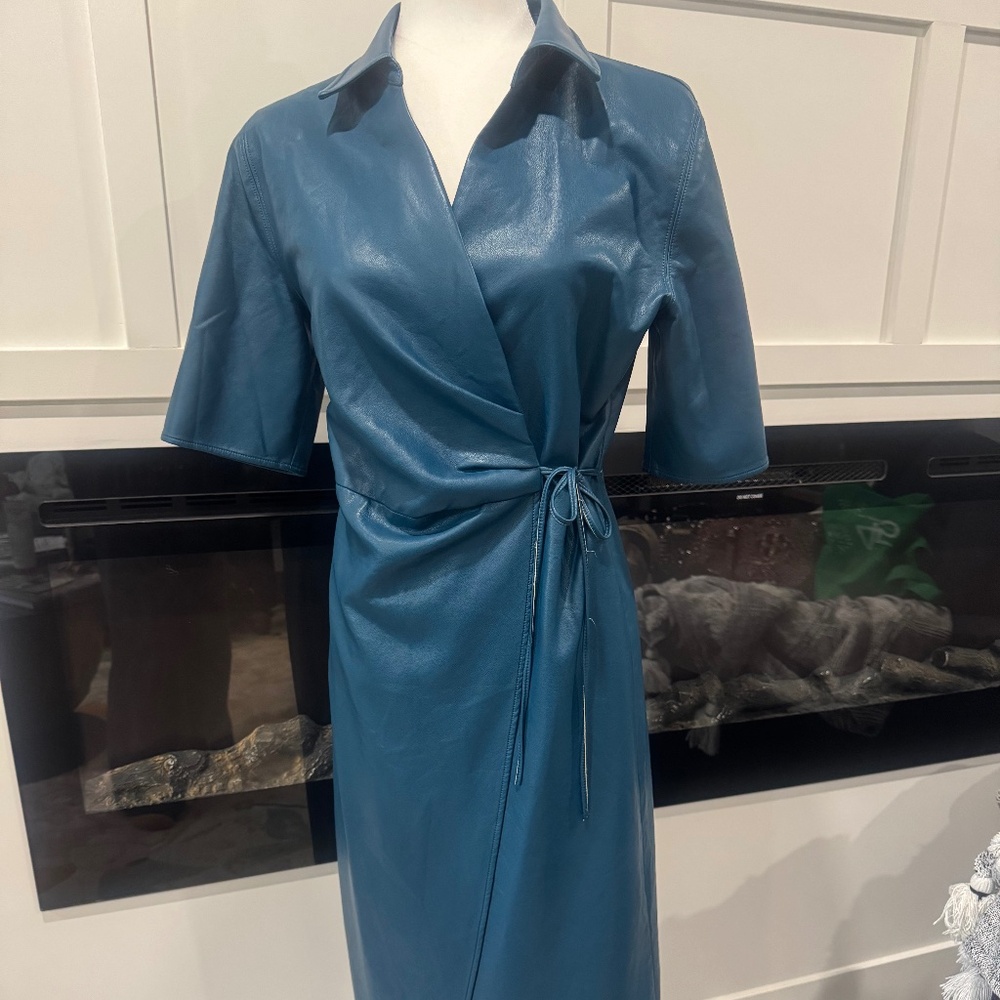 Faux leather wrap dress - Picture 3 of 7